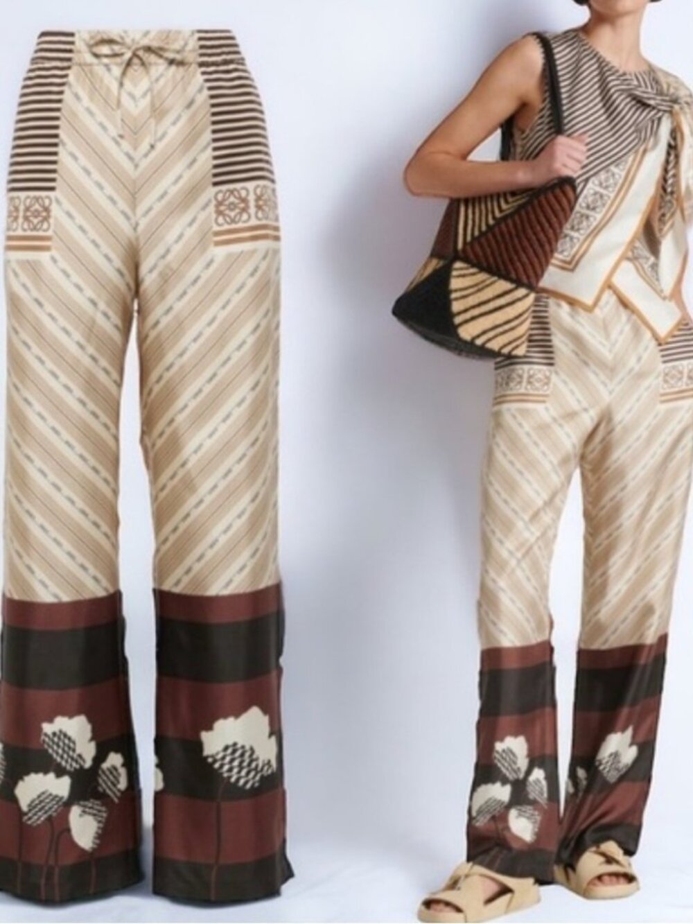 LOEWE X PAULA'S IBIZA MULTI-PRINTED LAYERED SCARF TIE TOP & PANT SET - Picture 2 of 6